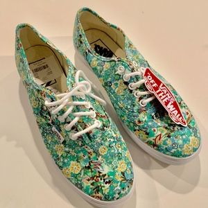Vans | Teal Yellow Floral Flower Lace Up Size 7.5